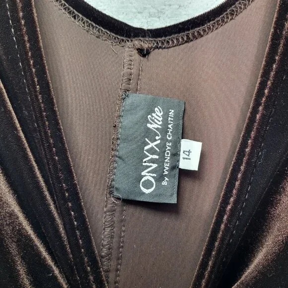 Vintage ONYX Nite Maxi Dress Velvet Velour Elegant Western Plus Size. - Picture 3 of 6